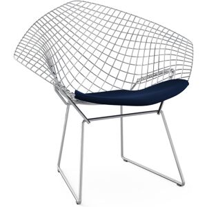 KNOLL fauteuil avec coussin BERTOIA DIAMOND (Structure chromee / Coussin Midnight - Acier / Tissu Ultrasuede)