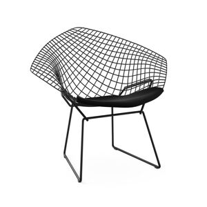 KNOLL fauteuil avec coussin BERTOIA DIAMOND (Structure noire / Coussin Black Onyx - Acier / Tissu Ultrasuede)