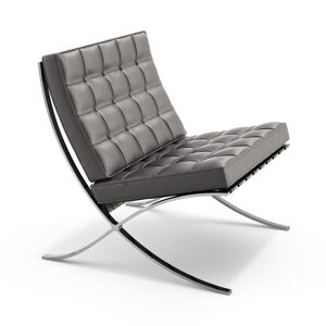 KNOLL fauteuil BARCELONA (Structure chromee / Revetement Flint - Acier / cuir Volo)