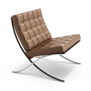 KNOLL fauteuil BARCELONA (Structure chromée / Revêtement Tan - Acier / cuir Volo)