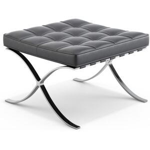 KNOLL repose-pied pouf ottoman BARCELONA (Structure chromee / Revetement Black - Acier / Cuir Sabrina)