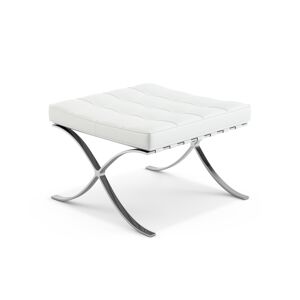 KNOLL repose-pied pouf ottoman BARCELONA (Structure chromee / Revetement White - Acier / Cuir Sabrina)