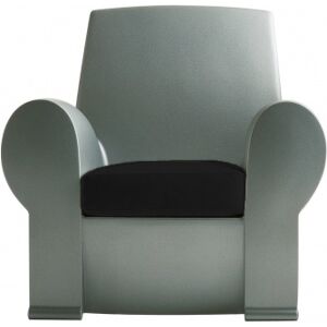 BALERI ITALIA fauteuil RICHARD III (Argent / coussin noir - Polyurethane et cuir Cat. E Nuvola)