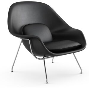 KNOLL fauteuil WOMB RELAX (Black - acier chrome et cuir Sabrina)