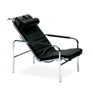 ZANOTTA chaise longue GENNI (Noir - Structure chrome et cuir Scozia Cat. 90 0656)