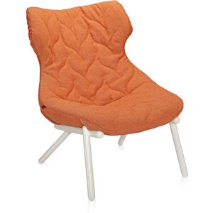 KARTELL fauteuil FOLIAGE (Revetement orange - pieds blancs - siege en tissu Trevira - Pieds en fer verni)