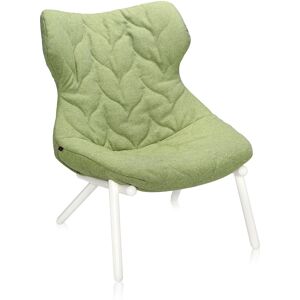 KARTELL fauteuil FOLIAGE (Revetement vert - pieds blancs - siege en tissu Trevira - Pieds en fer verni)