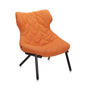 KARTELL fauteuil FOLIAGE (Revetement orange - pieds noirs - siege en tissu Trevira - Pieds en fer verni)