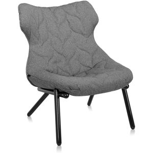 KARTELL fauteuil FOLIAGE (Revetement gris - pieds noirs - siege en tissu Trevira - Pieds en fer verni)