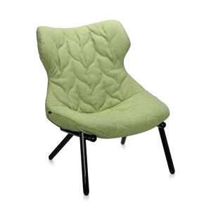 KARTELL fauteuil FOLIAGE (Revetement vert - pieds noirs - siege en tissu Trevira - Pieds en fer verni)