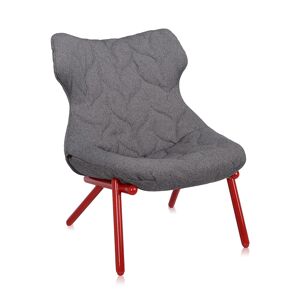 KARTELL fauteuil FOLIAGE (Revetement gris - pieds rouges - siege en tissu Trevira - Pieds en fer verni)