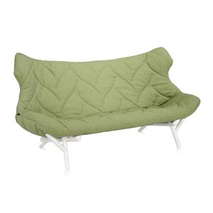 KARTELL canape FOLIAGE (Revetement vert - pieds blancs - siege en tissu Trevira - Pieds en fer verni)