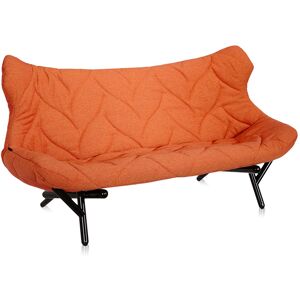 KARTELL canape FOLIAGE (Revetement orange - pieds noirs - siege en tissu Trevira - Pieds en fer verni)