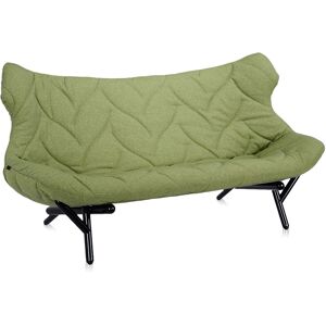 KARTELL canape FOLIAGE (Revetement vert - pieds noirs - siege en tissu Trevira - Pieds en fer verni)