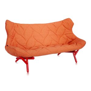 KARTELL canape FOLIAGE (Revetement orange - pieds rouges - siege en tissu Trevira - Pieds en fer verni)