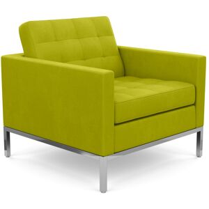 KNOLL fauteuil FLORENCE en tissu (Ultrasuede Kiwi - Revetement Cat. A et structure en acier chrome)