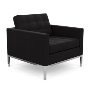 KNOLL fauteuil FLORENCE en tissu (Ultrasuede Black Onyx - Revetement Cat. A et structure en acier chrome)