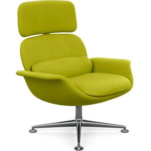 KNOLL fauteuil pivotant KN02 en tissu avec dossier haut inclinable (Ultrasuede Kiwi - Revetement Cat. A et structure en aluminium poli)