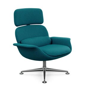 KNOLL fauteuil pivotant KN02 en tissu avec dossier haut inclinable (Cato Blue - Revêtement Cat. B et structure en aluminium poli)