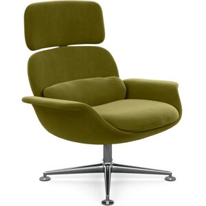 KNOLL fauteuil pivotant KN02 en tissu avec dossier haut inclinable (Knoll Velvet Moss - Revetement Cat. B et structure en aluminium poli)