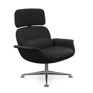 KNOLL fauteuil pivotant KN02 en cuir avec dossier haut inclinable (Volo Black - Revetement Cat. W et structure en aluminium poli)