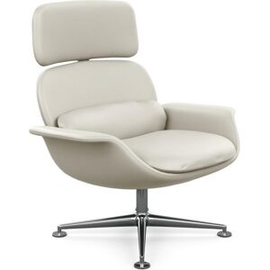 KNOLL fauteuil pivotant KN02 en cuir avec dossier haut inclinable (Acqua Puget Sound - Revetement Cat. Y et structure en aluminium poli)