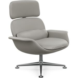 KNOLL fauteuil pivotant KN02 en cuir avec dossier haut inclinable (Sabrina Cannes - Revetement Cat. Z et structure en aluminium poli)