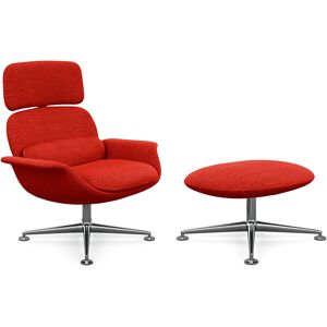 KNOLL fauteuil pivotant KN02 avec ottoman KN03 en tissu avec dossier haut inclinable (Rivington Scarlet - Revetement Cat. S et structure en [...]