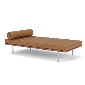 KNOLL sommier BARCELONA DAY BED (Structure chromée / Revêtement Tan - Acier / cuir Volo)