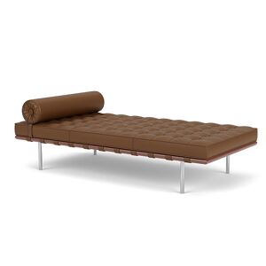 KNOLL sommier BARCELONA DAY BED (Structure chromée / Revêtement Toast - Acier / cuir Volo)