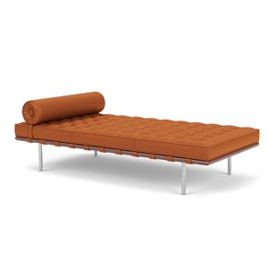 KNOLL sommier BARCELONA DAY BED (Structure chromée / Revêtement Pumpkin - Acier / Cuir Sabrina)