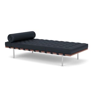 KNOLL sommier BARCELONA DAY BED (Structure chromée / Revêtement Marine Blue - Acier / Cuir Sabrina)