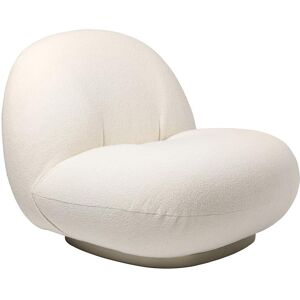 GUBI fauteuil PACHA LOUNGE CHAIR (Cat. B Harp Ivory 24 - tissu et bois finition Pearl Gold)