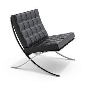 KNOLL fauteuil BARCELONA RELAX (Structure chromee / Revetement Black - Acier / Cuir Sabrina)