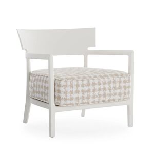 KARTELL fauteuil CARA MAT (Blanc / Blanc et beige - Polycarbonate peint doux au toucher et tissu Fancy)