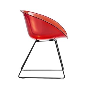 PEDRALI set 2 chaises GLISS 921 (Rouge transparent - Polycarbonate et acier peint en noir)