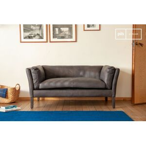 PIB Canapé 2 places scandinave en cuir gris Hamar