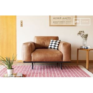 PIB Fauteuil scandinave en cuir marron Almond