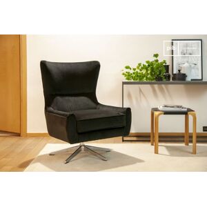 PIB Fauteuil Scandinave rotatif en velours anthracite Balmat