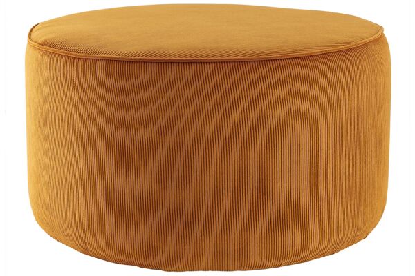 Pouf XXL en Velours Jaune - Miliboo Louis D70 cm