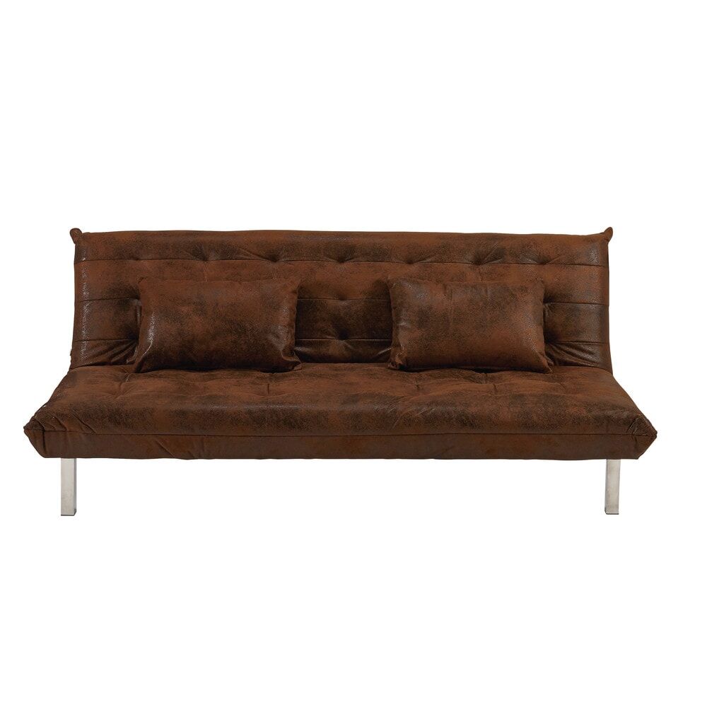 Maisons du Monde Banquette convertible 2 places en microsuède marron Max