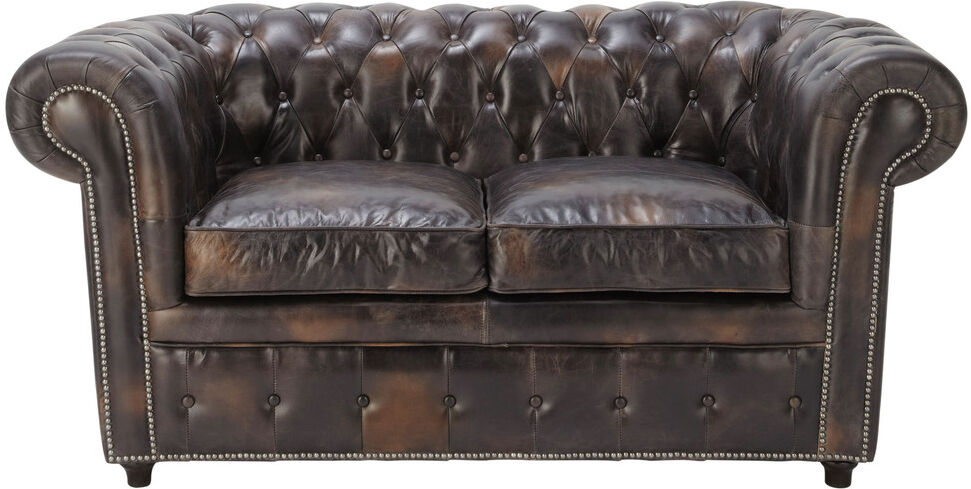 Maisons du Monde Canapé capitonné 2 places en cuir marron moka Chesterfield