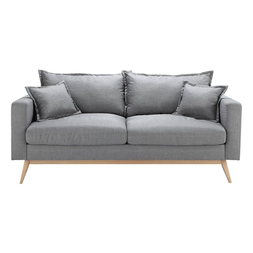 Maisons du Monde Canapé style scandinave 3 places gris clair Duke