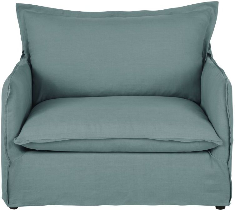 Maisons du Monde Fauteuil convertible en lin froissé bleu céladon Barcelone