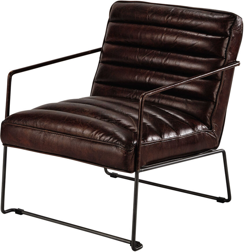 Maisons du Monde Fauteuil en cuir marron Pearl