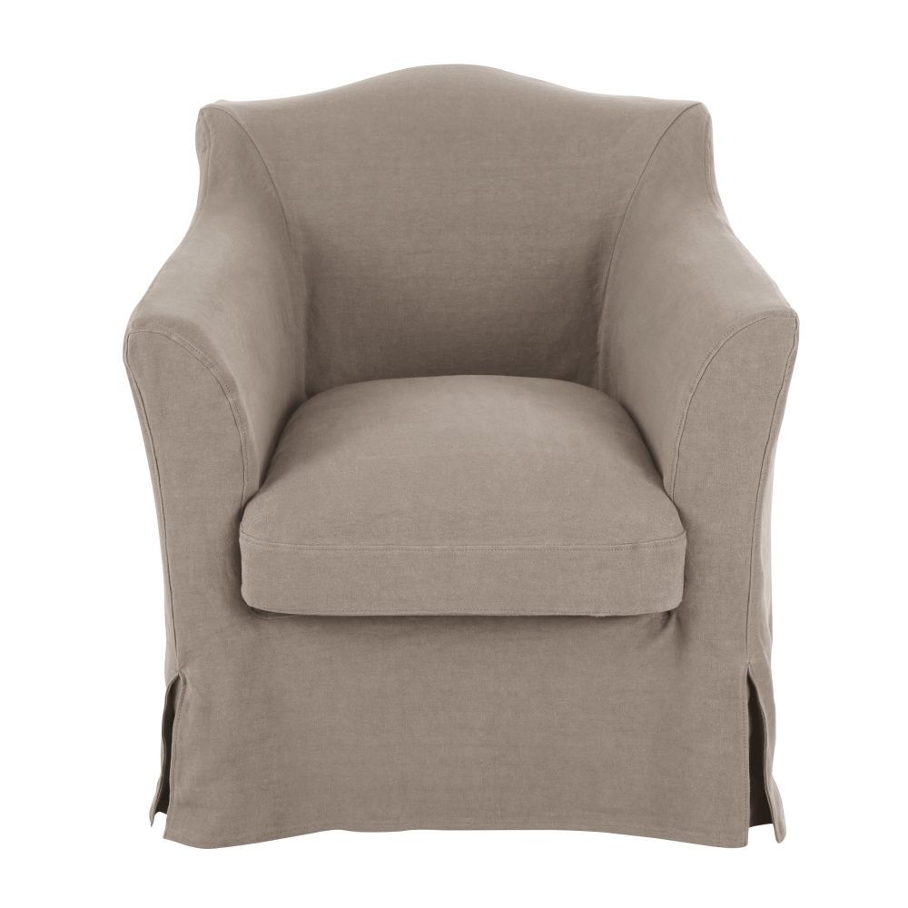 Maisons du Monde Fauteuil en lin beige ficelle effet vieilli Anaelle