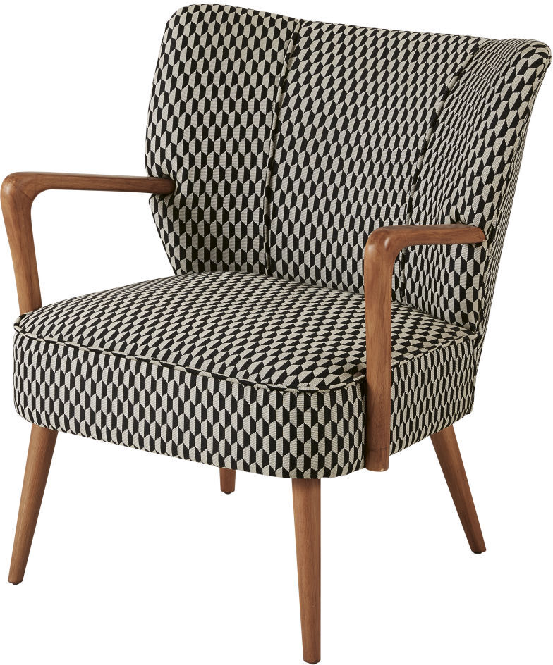 Maisons du Monde Fauteuil vintage motifs graphiques noirs et blancs Meyer