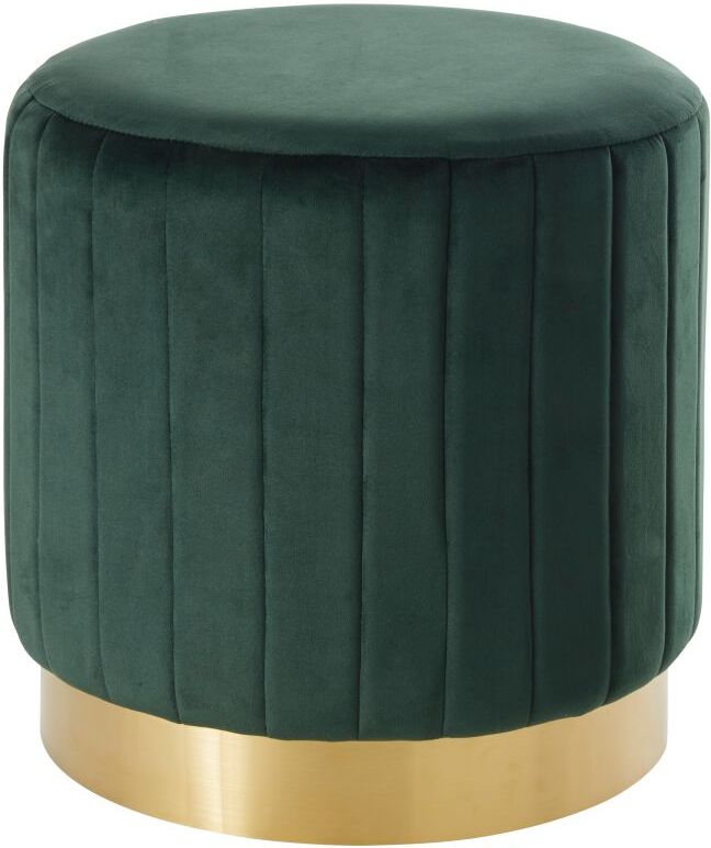 Maisons du Monde Pouf en velours vert et métal doré