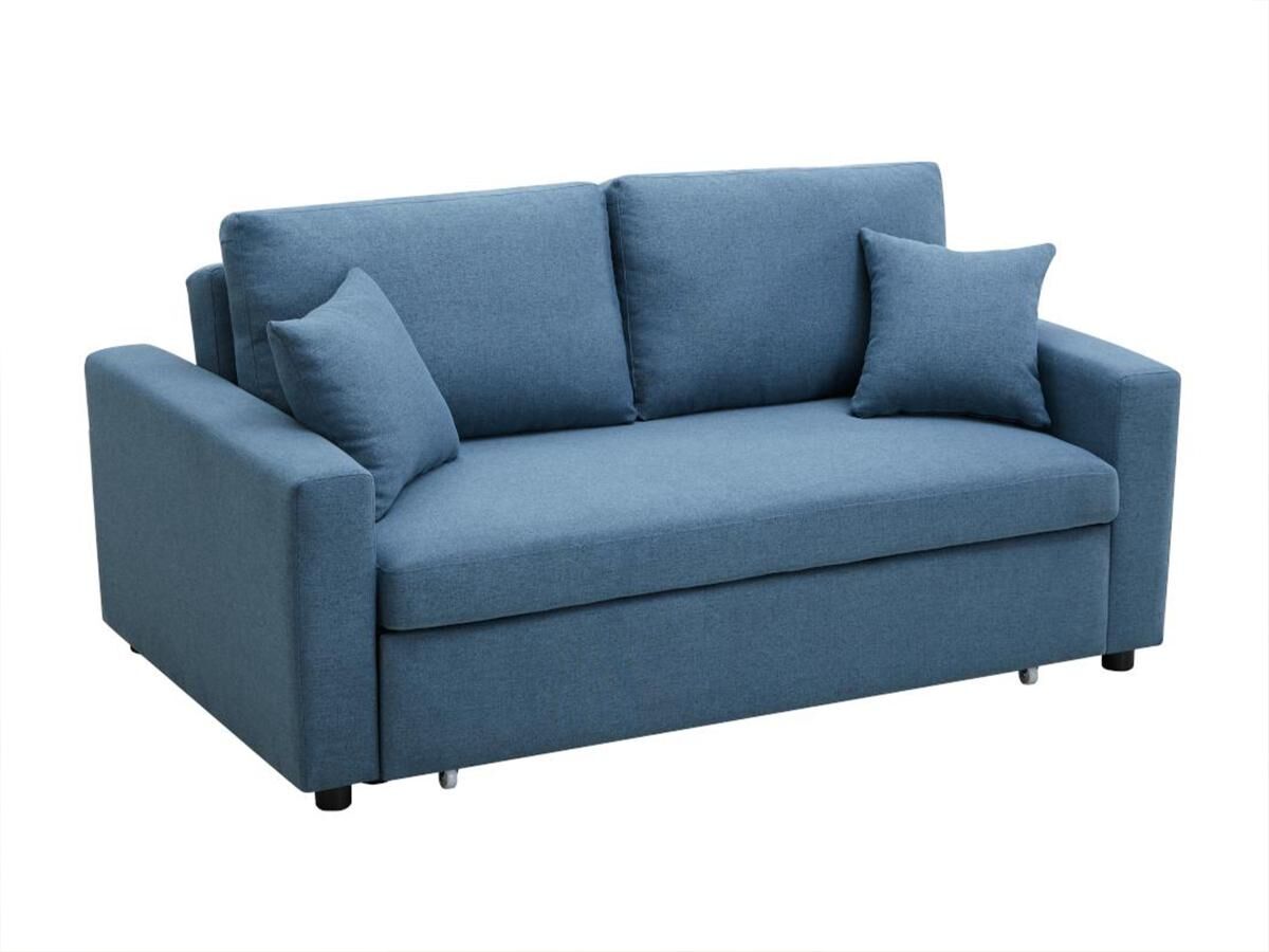 Vente-unique Canapé 3 places convertible en tissu INIZOR - Bleu