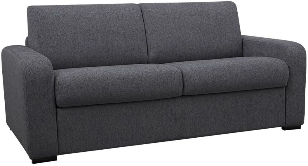 Vente-unique Canapé 3 places convertible express en tissu gris anthracite - Couchage 140 cm - Matelas 14 cm - BEVIS